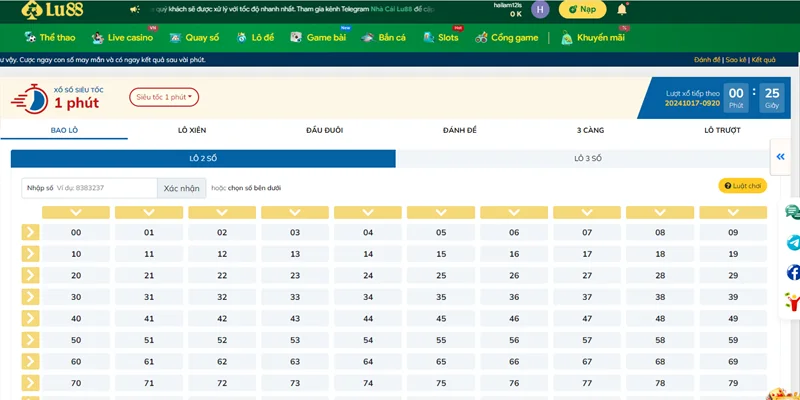 Giao diện xổ số tại Lu8Lu88